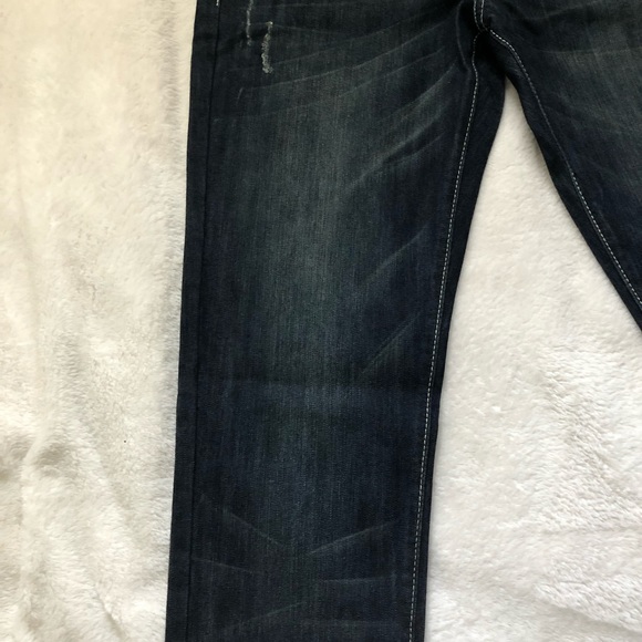 indigo Women’s jeans hand sanded decorative rips low cut slim stretch Society - Picture 8 of 10